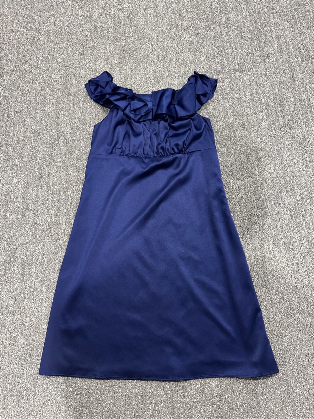 Women’s Limited Navy Ruffle-Trim Satin Dress Sz 8